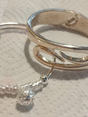 Vintage Silver-Tone Women's Swirl/Cuff Bangle Bracelet Set